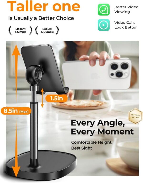 1777973679_61F5UCCA6L._AC_SL1500_.jpg LISEN Cell Phone Stand Phone Holder for Desk Office Decor, Office Desk Accessories Women PC Gaming Essentials iPhone Stand Gadgets Men Gifts for Mom Fit OtterBox Case Switch iPad Air Tablet 4-10 in