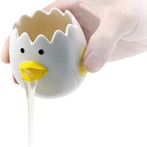41261oKUHmS._AC_SL1000_.jpg LuoCoCo Cute Egg Separator, Ceramics Vomiting Chicken Egg Yolk White Separator, Practical Household Small Egg Filter Splitter, Kitchen Gadget Baking Assistant Tool, Dishwasher Safe (Yellow)