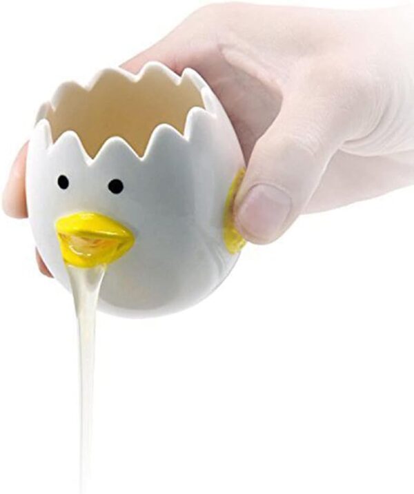 41261oKUHmS._AC_SL1000_.jpg LuoCoCo Cute Egg Separator, Ceramics Vomiting Chicken Egg Yolk White Separator, Practical Household Small Egg Filter Splitter, Kitchen Gadget Baking Assistant Tool, Dishwasher Safe (Yellow)