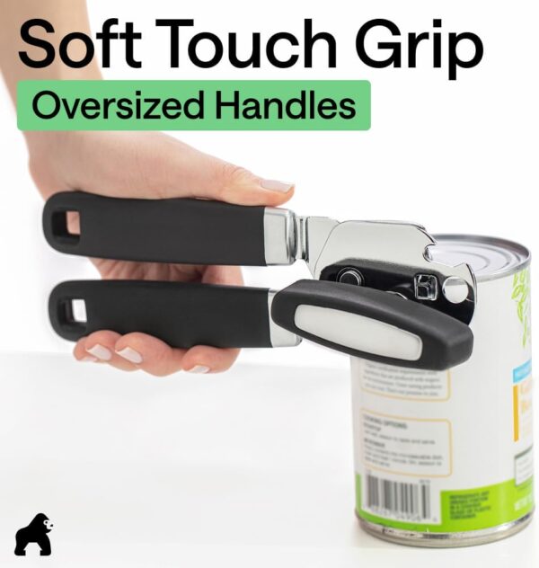 513Kl7w8uCL._AC_SL1000_.jpg GORILLA GRIP Heavy Duty Stainless Steel Smooth Edge Manual Can Opener and Bottle Openers, US Designed, Soft Comfortable Handle, Oversized Handheld Turn Knob, Multifunctional Kitchen Tool, Black