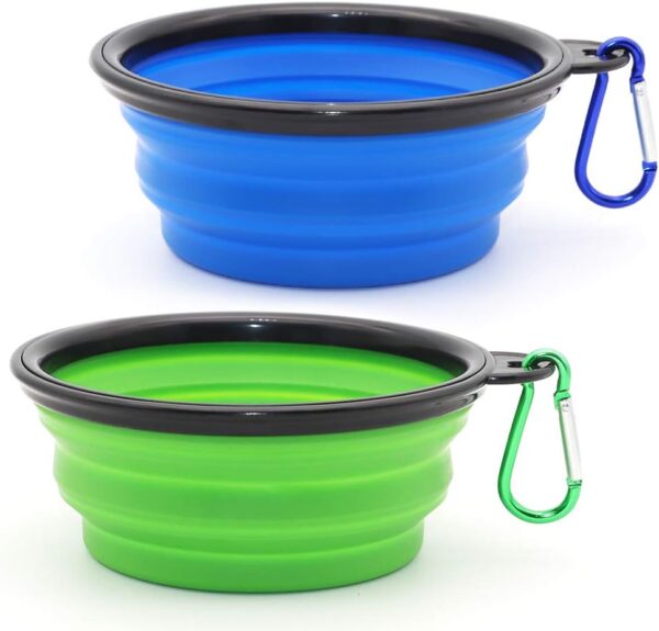 518kVNOT7gL._AC_SL1000_.jpg Dog Bowl Pet Collapsible Bowls, 2 Pack for Cats Dogs, Portable Pet Feeding Watering Dish for Walking Parking Traveling with 2 Carabiners (Small, Blue+Green)