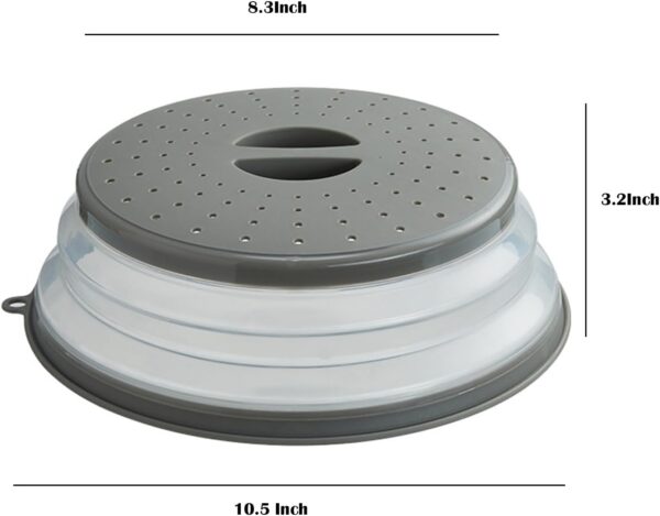 51CrUnOHH7L._AC_SL1500_.jpg Microwave Splatter Cover Vented for Food, Splatter Guard & Colander Kitchen Gadget for Fruit Vegetables Microwave Plate Cover with Hook Hole,Dishwasher-Safe,BPA-Free Silicone & Plastic (1 Pack)