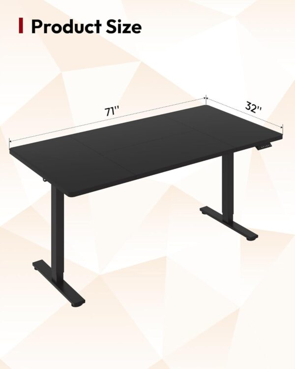 51DPy70hTRL._AC_SL1500_.jpg SANODESK Electric Standing Desk 71 x 32 Inches, Height Adjustable Sit Stand with Large Splice Board Desktop for Home Office, Computer Workstations,Memory Ergonomic Computer Desk, Black Frame/Black Top
