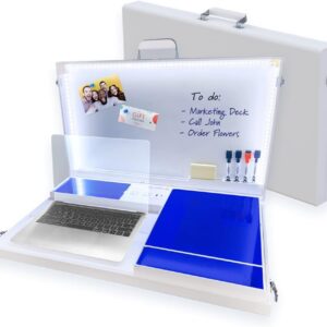 51Dxigj0A5L._AC_SL1200_.jpg Worky 15-in-1 Home Office Portable Workstation Desk with Built-in Storage, 3.5" D x 26" W x 16.5" H, 14 Lbs, White