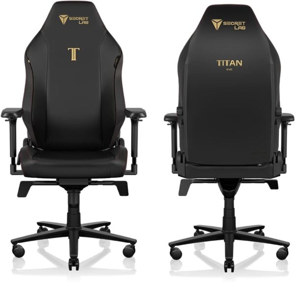 Secretlab Titan Evo Stealth Gaming Chair - Reclining, Ergonomic & Comfortable Computer Chair with 4D Armrests, Magnetic Head Pillow & 4-Way Lumbar Support - Black - Leatherette