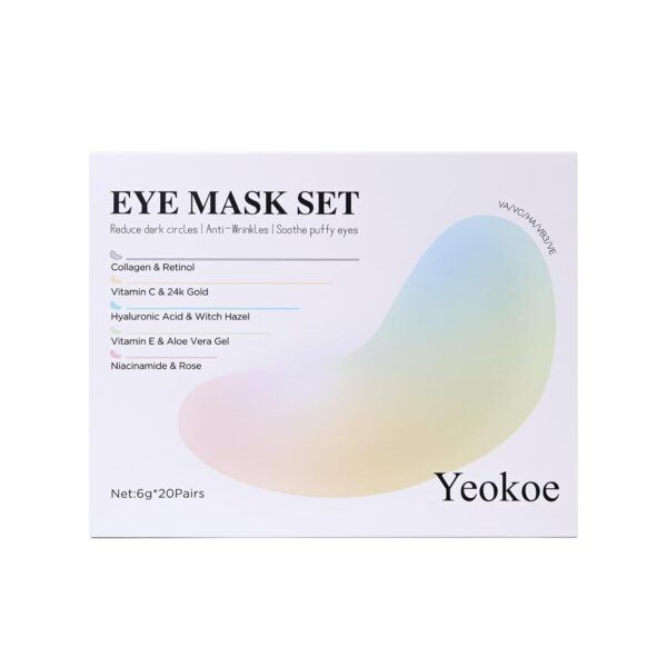 Yeokoe Under Eye Patches for Dark Circles,Eye Mask for Puffy Eyes With Collagen,Retinol,Vitmin C,Hyaluronic Acid and Niacinamide Face Masks Skincare Spa Gifts for Woman 20Pairs