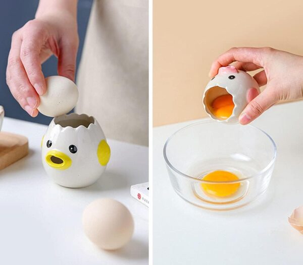 51VQOckCPTS._AC_SL1000_.jpg LuoCoCo Cute Egg Separator, Ceramics Vomiting Chicken Egg Yolk White Separator, Practical Household Small Egg Filter Splitter, Kitchen Gadget Baking Assistant Tool, Dishwasher Safe (Yellow)