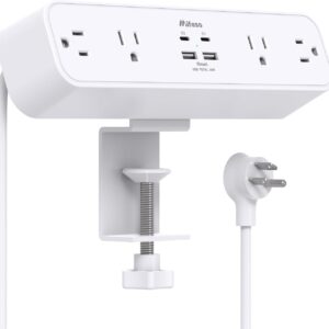 51oCgzEjdrL._AC_SL1500_.jpg PD30W Desk Clamp Power Strip, Desktop Mount Surge Protector, Fast Charging Station, 5Ft Extension Cord Desk Edge Mount Shelf with 4 Outlets 4 USB Ports (2 USB C), Home Office Accessories Essentials