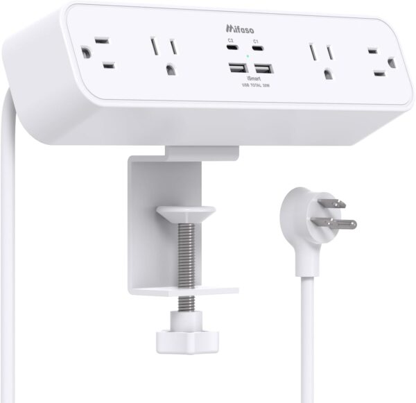 51oCgzEjdrL._AC_SL1500_.jpg PD30W Desk Clamp Power Strip, Desktop Mount Surge Protector, Fast Charging Station, 5Ft Extension Cord Desk Edge Mount Shelf with 4 Outlets 4 USB Ports (2 USB C), Home Office Accessories Essentials