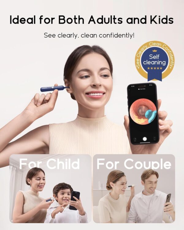 61LGufZFfL._AC_SL1500_.jpg Bebird Earsight Plus D39R Ear Wax Removal Tool Camera, FSA HSA Eligible Items, Ear Cleaner with Flexible Ear Camera Otoscope, Visual Ear Pick Tweezers Wax Remover, Ear Cleaning Kit for Family