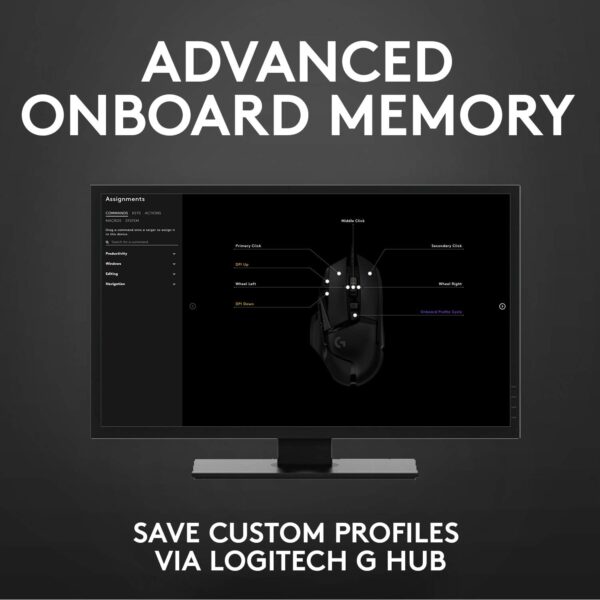 Logitech G502 Hero High Performance Wired Gaming Mouse, Hero 25K Sensor, 25,600 DPI, RGB, Adjustable Weights, 11 Programmable Buttons, On-Board Memory, PC/Mac - Black