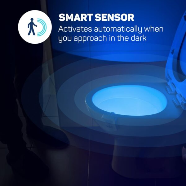 ToiLight The Original Toilet Bowl Night Light. Fun Useful Bathroom Motion Sensor Tech Gadget. Funny Novelty Birthday Gift Idea. Stocking Stuffer for Him Her Guys Men Mom Brother