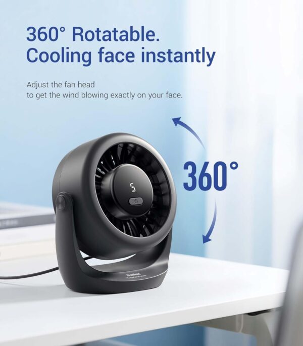 610RpgwO9aL._AC_SL1500_.jpg Diveblues USB Desk Turbo Fan, Ultra-Quiet Mini Desk Fan, Powerful Wind, LED Display, 5 Speed, 360° Rotating Small Portable Fan for Home, Office and Outdoor Cool Tech Gadgets - TurboBreeze