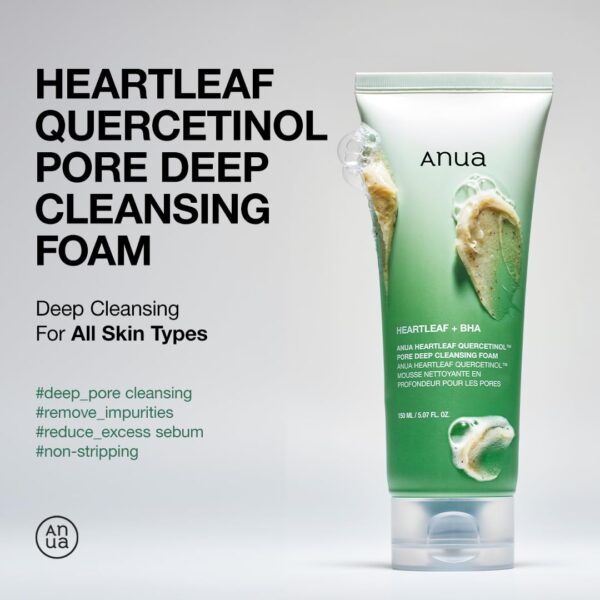 ANUA Double Cleansing Duo for Facial Cleansing : Heartleaf Pore Control Cleansing Oil & Quercetinol Pore Deep Cleansing Foam for Double Cleansing, Korean Skincare