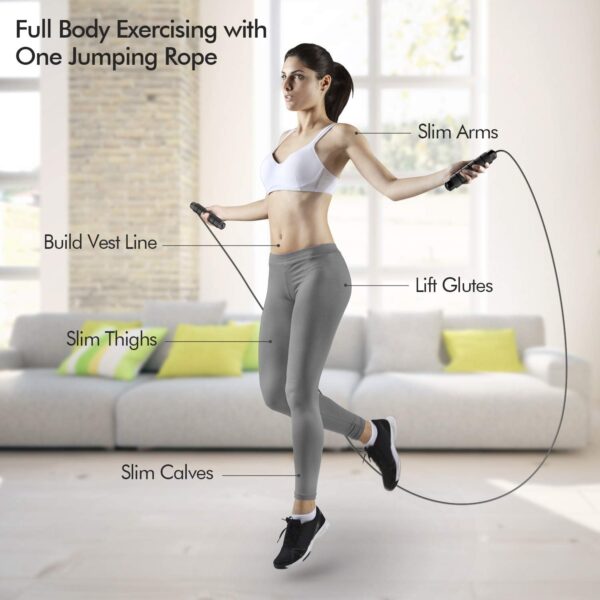 613z2R5kTTL._AC_SL1500_.jpg Jump Rope, Tangle-Free Rapid Speed Jumping Rope Cable with Ball Bearings for Women, Men & Kids, Adjustable Steel Jump Rope with Foam Handles for Home Gym Exercise Fitness Workout Equipment & Slim Body