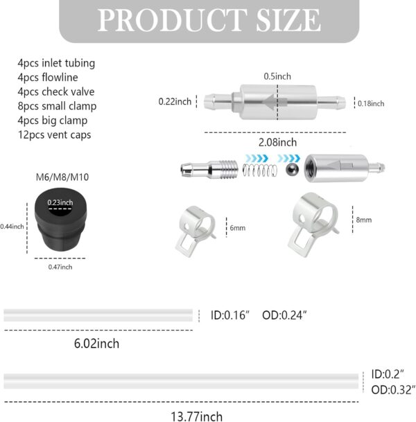 OFBAND 4Set Brake Bleeder Kit,Brake Fluid Bleeder Kit Includes 4PCS Brake Bleeder Hose,2PCS One Way Check Valve,Universal Break Bleeder Kit Car Accessories for Car Motorbike Bike