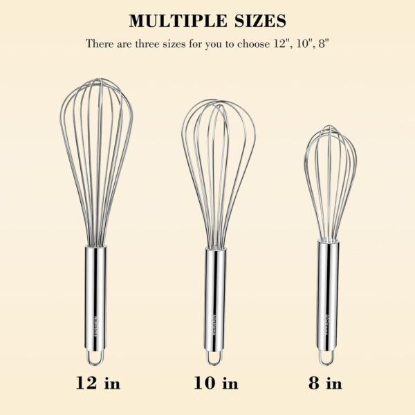 615JYiPYufL._AC_SL1500_.jpg NileHome Stainless Steel Whisk Set 8" 10" 12" Kitchen Whisk Balloon Whisk Kitchen Wisk Wire Whisks for Cooking, Whisking, Blending, Beating, Stirring-3 Pack…