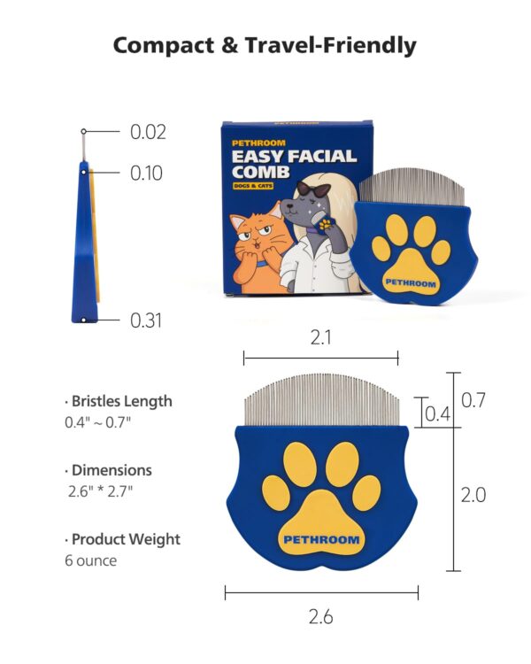 615Uj8PenlL._SL1500_.jpg PETHROOM Professional Eye Comb for Pets | Stainless Steel Tear Stain Remover for Cats & Dogs | Gentle Round-Head Grooming Tool | Compact & Portable for Eye Gunk Removal