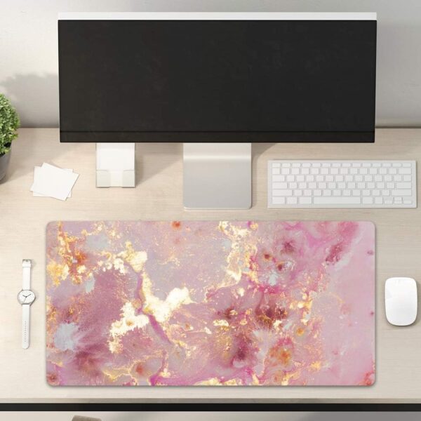 6163QfA2iHL._AC_SL1000_.jpg QIYI Large Mouse Pad, Cute Pink Desk Mat for Desktop, Women Girls PU Leather Desk Pad Waterproof Gaming Mousepad, Rose Gold Marble Computer Protector Writing Pad for School Office Home 31.5" x 15.7"