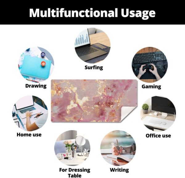 6168tG9Iw2L._AC_SL1000_.jpg QIYI Large Mouse Pad, Cute Pink Desk Mat for Desktop, Women Girls PU Leather Desk Pad Waterproof Gaming Mousepad, Rose Gold Marble Computer Protector Writing Pad for School Office Home 31.5" x 15.7"