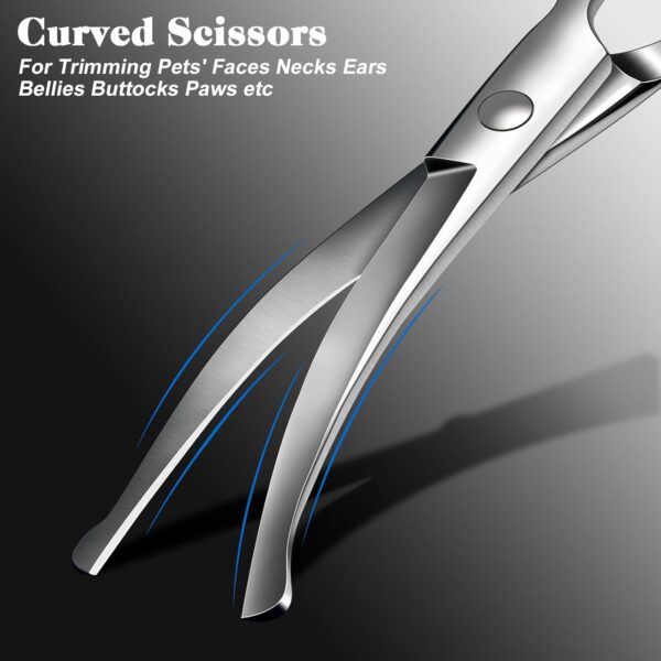 616vNyrsmnL._AC_SL1500_.jpg Professional 4 in 1 Dog & Cat Grooming Scissors Kit with Safety Round Tips,Sharp & Durable,Dog Shears for Grooming - Includes Straight, Curved, Thinning Scissors and Comb - Premium Pet Supplies