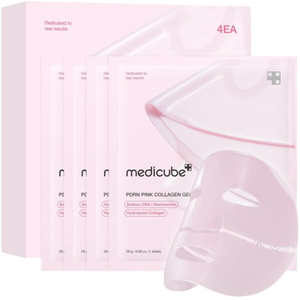 61An0jiJFvL._SL1500_.jpg medicube Jelly Gel Mask with Salmon DNA PDRN Pink Collagen | Overnight Face Mask for Glass Glow Skin | Elasticity, Hydrating, Firming and Moisturizing | Korean Skincare, 28g x 4ea