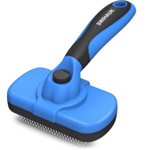 61B-7qGE7eL._SL1500_.jpg Swihauk Self Cleaning Slicker Brush - Skin Friendly Deshedding Grooming Tool for Dogs & Cats, Suitable for Shedding & Haired Pets, with Pet Supplies Accessories, Blue