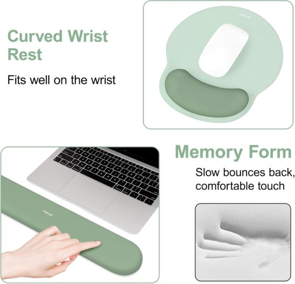 61BIhYGkFvL._AC_SL1500_.jpg MOSISO Wrist Rest Support for Mouse Pad&Keyboard Set, Circle Curved Ergonomic Mousepad&Coaster Non-Slip Base Home/Office Pain Relief&Easy Typing Pad with Soft Cloth&Silicone Lining, Antique Green