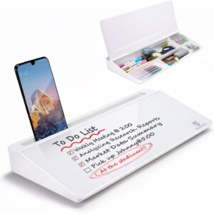 61BePy39eeL._AC_SL1500_.jpg TSJ OFFICE Small Desktop Whiteboard -Glass Dry Erase Board Computer Keyboard Stand White Board Surface Pad with Drawer, Desk Organizers with Accessories for Office, Home, School Supplies - White