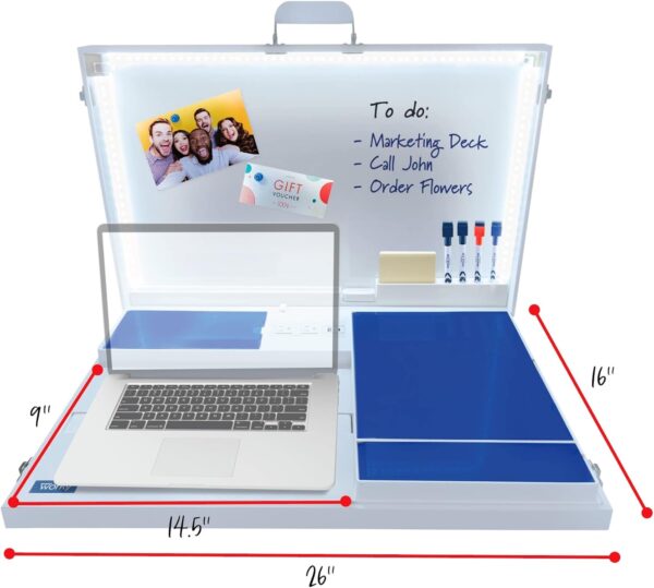 Worky 15-in-1 Home Office Portable Workstation Desk with Built-in Storage, 3.5" D x 26" W x 16.5" H, 14 Lbs, White