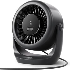 61ENwMufhZL._AC_SL1500_.jpg Diveblues USB Desk Turbo Fan, Ultra-Quiet Mini Desk Fan, Powerful Wind, LED Display, 5 Speed, 360° Rotating Small Portable Fan for Home, Office and Outdoor Cool Tech Gadgets - TurboBreeze
