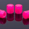 4PCS Fluorescent Tire Valve Stem Caps, Luminous Car Tire Air Cap, Corrosion Resistant Leak-Proof Wheel Valve Cover, Universal for Cars, Trucks, Bikes, Motorcycles, Bicycles(Pink)