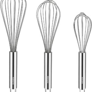 61G5SIcXRZL._AC_SL1500_.jpg NileHome Stainless Steel Whisk Set 8" 10" 12" Kitchen Whisk Balloon Whisk Kitchen Wisk Wire Whisks for Cooking, Whisking, Blending, Beating, Stirring-3 Pack…
