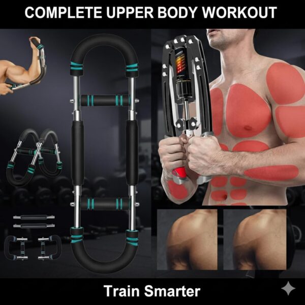 Power Twister Arm Trainer & Chest Expander Hydraulic Duo Set – Adjustable Resistance 22–440 lbs, Home Gym Full Upper-Body Strength Training – Portable Arm, Chest & Shoulder Workout Equipment