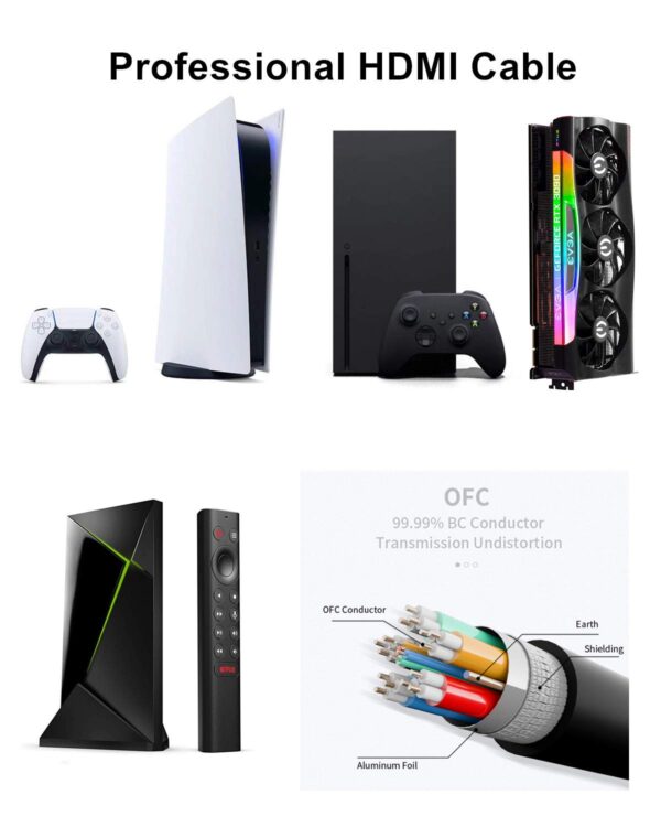 61Gfj4OYAEL._SL1500_.jpg Ubluker 10K 8K 4K HDMI Cable 48Gbps 15 FT, Certified Ultra High Speed HDMI® Cable 4K 240Hz 144Hz 120Hz 8K60Hz 0.01ms HDR10+ eARC HDCP2.3 Netflix Roku TV PC Monitor Projector PS5 Xbox