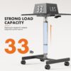 Sweetcrispy Mobile Small Standing Desk - Sit Stand Portable Rolling Laptop Desk with Lockable Wheels, Adjustable Height Computer Workstations, Modern Black