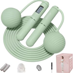 61He3HE7SUL._AC_SL1201_.jpg YOTTOY Skipping Ropes for Adults -Cordless Counter Jump Rope with Large Cordless Ball-Weighted Jump Rope for Women with LCD Display