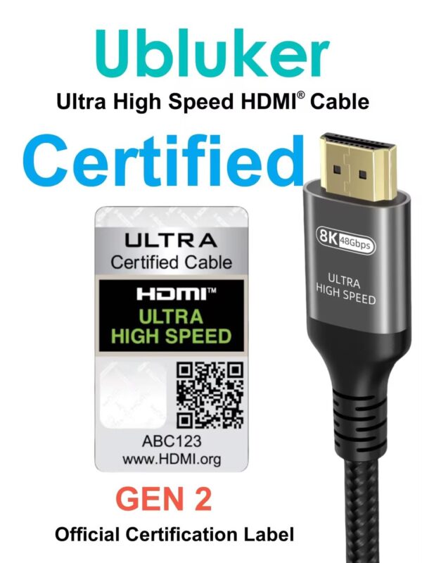 61HezQyDIML._SL1440_.jpg Ubluker 10K 8K 4K HDMI Cable 48Gbps 15 FT, Certified Ultra High Speed HDMI® Cable 4K 240Hz 144Hz 120Hz 8K60Hz 0.01ms HDR10+ eARC HDCP2.3 Netflix Roku TV PC Monitor Projector PS5 Xbox