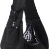 Dog Carrier Sling - Reversible Puppy Carrier Purse with Storage Pocket, Hand-Free Dog Sling Carrier for Carry Small Dogs and Cats, Travel Safety Harness, Dog and Cat Harness(Black)