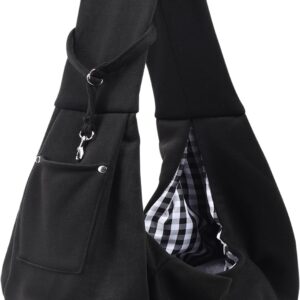 61HpVldk4LL._AC_SL1500_.jpg Dog Carrier Sling - Reversible Puppy Carrier Purse with Storage Pocket, Hand-Free Dog Sling Carrier for Carry Small Dogs and Cats, Travel Safety Harness, Dog and Cat Harness(Black)