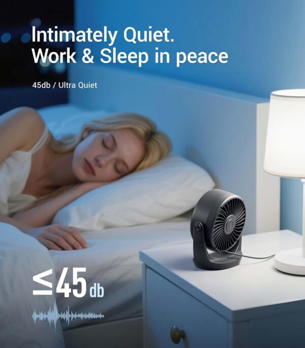 61HtF7Rw7xL._AC_SL1500_.jpg Diveblues USB Desk Turbo Fan, Ultra-Quiet Mini Desk Fan, Powerful Wind, LED Display, 5 Speed, 360° Rotating Small Portable Fan for Home, Office and Outdoor Cool Tech Gadgets - TurboBreeze