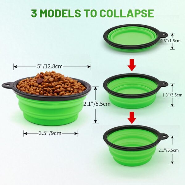 61Js35KTVL._AC_SL1000_.jpg Dog Bowl Pet Collapsible Bowls, 2 Pack for Cats Dogs, Portable Pet Feeding Watering Dish for Walking Parking Traveling with 2 Carabiners (Small, Blue+Green)