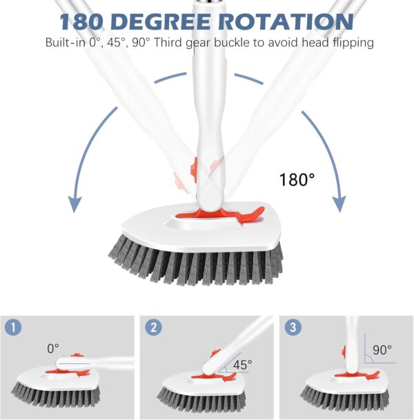 61L4fs5sVQL._AC_SL1500_.jpg SetSail Tile Tub Scrubber Brush 3-in-1 Shower Scrubber with 52-inch Adjustable Long Handle Shower Cleaner Brush and 3 Detachable Replacement Brush Heads for Cleaning Bathroom Kitchen Walls Tub Tile