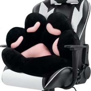 61L6hPaItuL._AC_SL1500_.jpg MOONBEEKI Cat Paw Cushion Chair Comfy Kawaii Plush Seat Cushions Shape Lazy Pillow for Gamer Chair 28"x 24" Cozy Floor Cute Seat Kawaii for Girl Worker Gift, Dining Room Bedroom Decorate Black