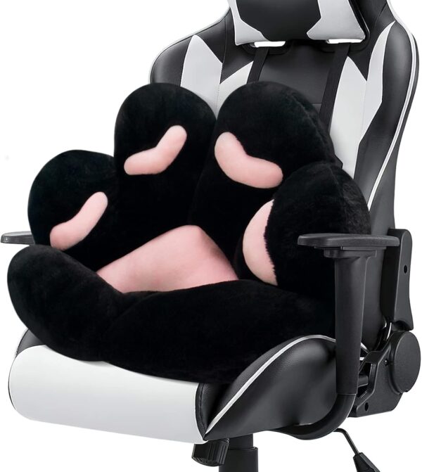 MOONBEEKI Cat Paw Cushion Chair Comfy Kawaii Plush Seat Cushions Shape Lazy Pillow for Gamer Chair 28"x 24" Cozy Floor Cute Seat Kawaii for Girl Worker Gift, Dining Room Bedroom Decorate Black