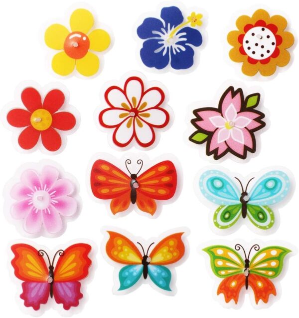 Bike Wheel Spoke Decorations – 24 Clip-On Flower & Butterfly Accessories – Fun Bicycle Spoke Decorations for Kids, Girls, Toddlers – Easy Snap-On, Colorful Bike Gifts