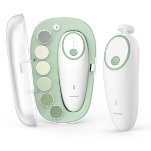 61OOPeG2c-L._SL1500_.jpg Momcozy Baby Nail File Electric, Gentle Baby Nail Trimmer Electric, Baby Nail Clipper with Night Light, 7 Grinding Head Replacement Pads, Green