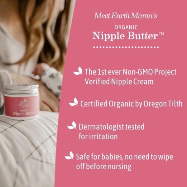61P4RluVDRL._SL1080_.jpg Earth Mama Organic Nipple Butter™ | Nipple Cream Safe for Breastfeeding | Postpartum Essentials for Nursing | Non Lanolin Nipple Cream, 2-Fluid Ounce