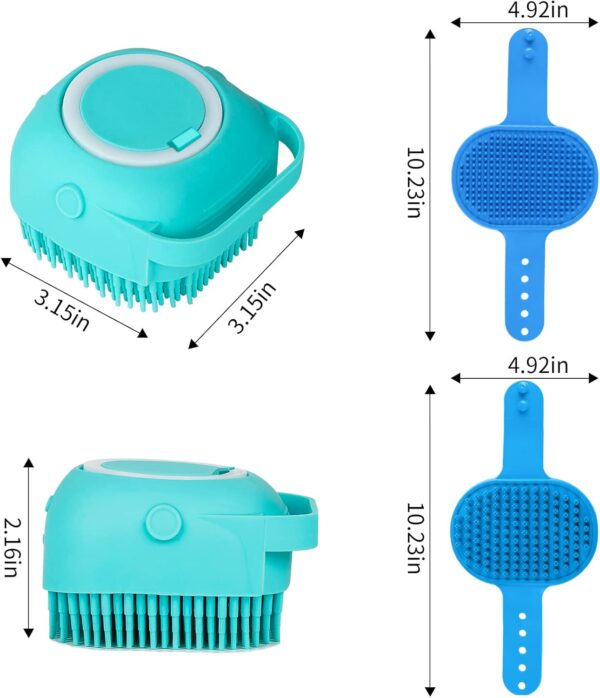 Comotech 6PCS Dog Bath Brush & Dog Toothbrush | Adjustable Handle Shampoo Brush & Scrubber for Short & Long Haired Dogs & Cats | Effectively Solve Odor & Stain Removal Problems (Blue Blue Blue.)