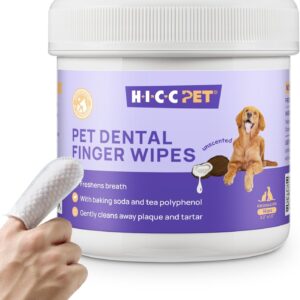 61SjBmzuccL._AC_SL1500_.jpg HICC Pet Teeth Cleaning Wipes for Dogs & Cats, Vet-Recommended Remove Bad Breath & Plaque & Tartar Buildup, Dog Tooth Brushing Kit, Dog Breath Freshener, Dogs Toothbrush & Toothpaste Alternatives